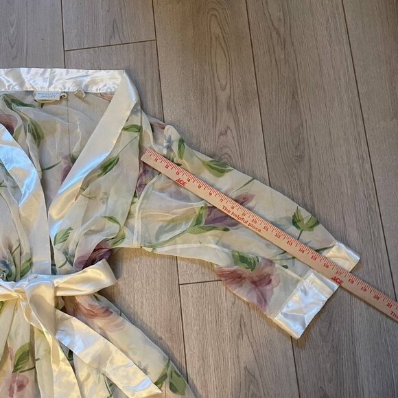 Lord & Taylor Women 100% Polyester Floral Semi-Sheer Robe Multicolor Medium - Picture 9 of 11